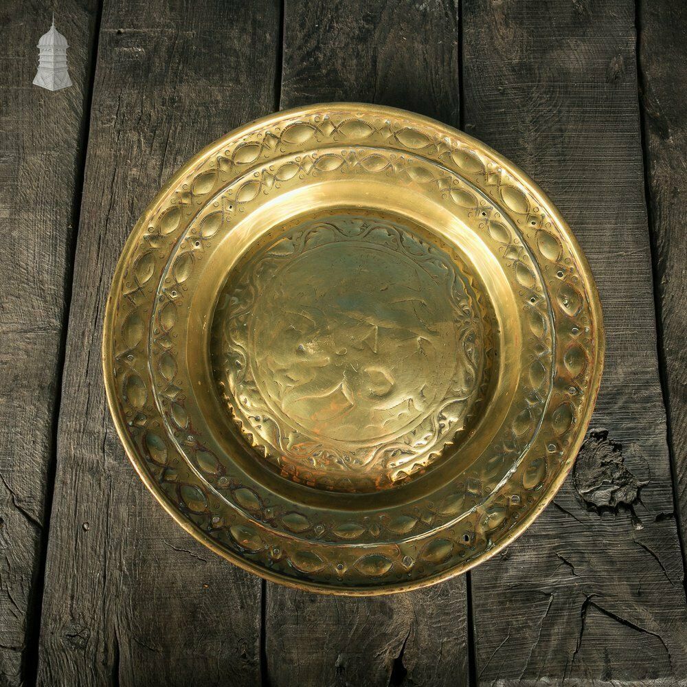 Brass Alms Plate, Rare St. George & Dragon Design, 17th C European photo buy