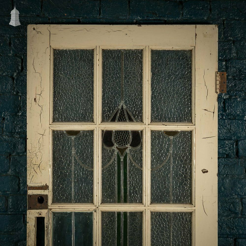 Glazed Pine Door, Stained Glass Textured Glazing photo for sale