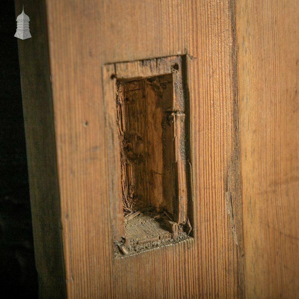 Home Fixtures Pitch Pine Paneled Door With Leaded Glass Window, Victorian photo