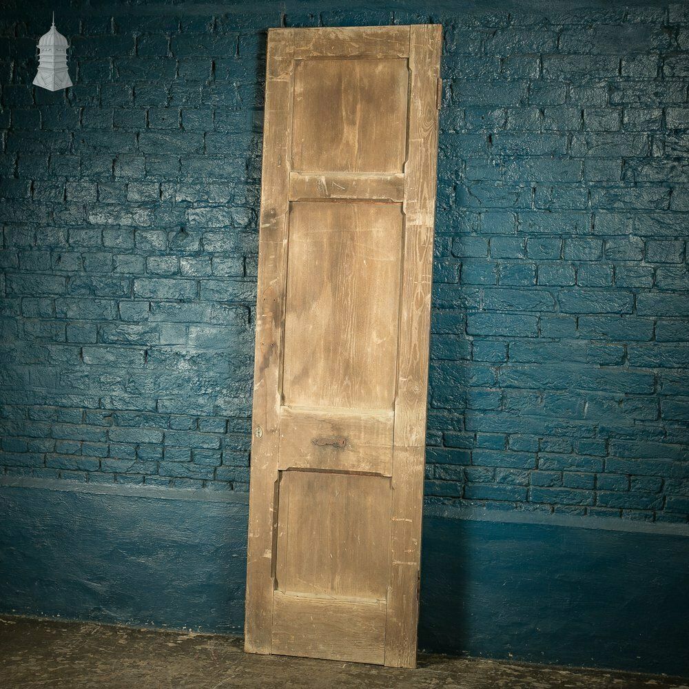 Narrow Paneled Door, 19th C Pine With Stop Chamfer Detail photo vinterior