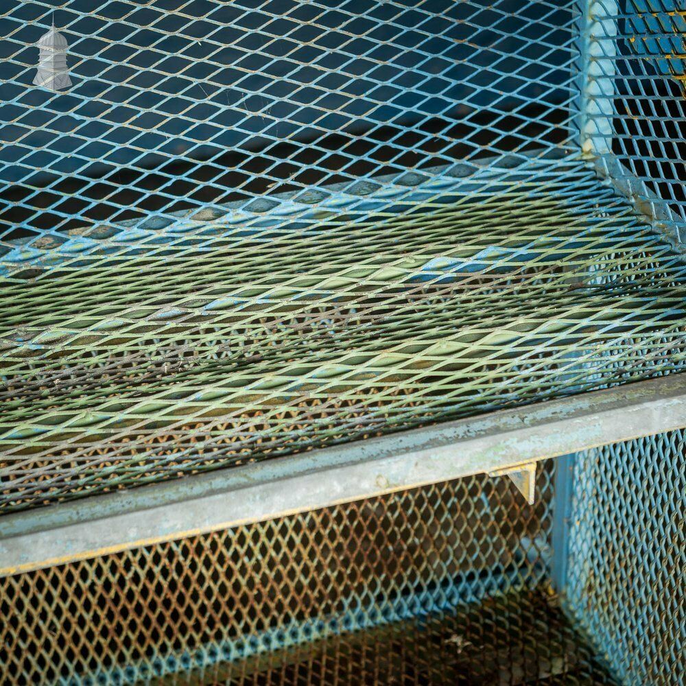 Vintage Industrial Blue Steel Trolley Mobile Shelving Unit photo vinterior