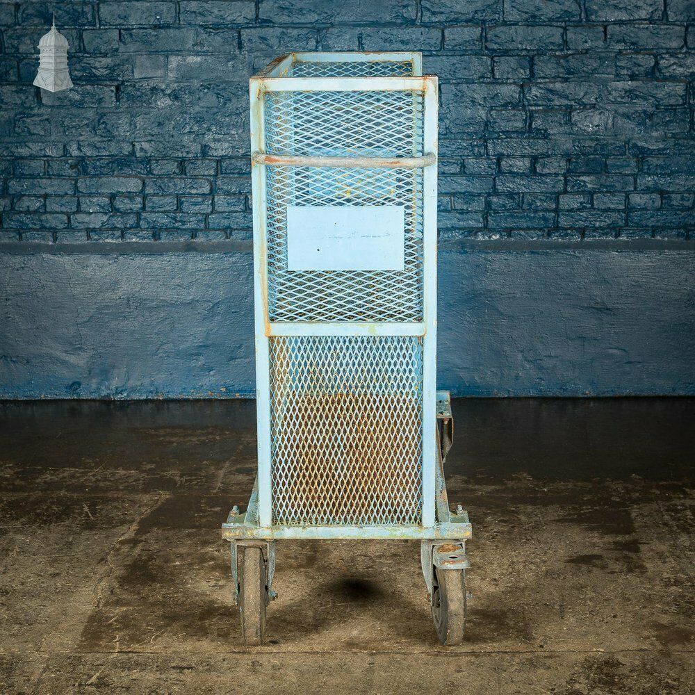 photo furniture Vintage Industrial Blue Steel Trolley Mobile Shelving Unit