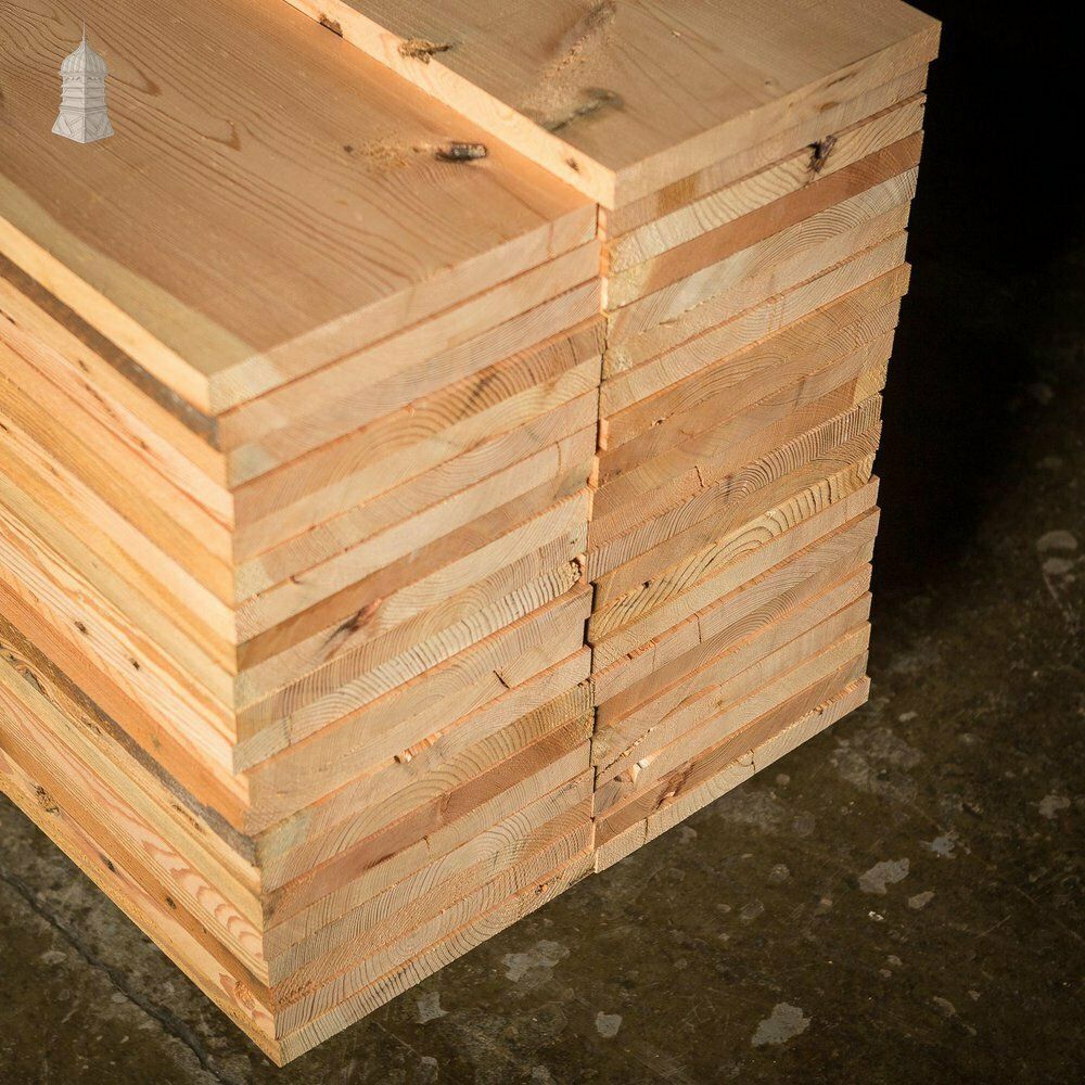 Batch Of 56 Square Metres Of 8.5" Wide Pine Floorboards Cut From Salvaged Victorian Ceiling Joists Planned On Both Sides photo for sale
