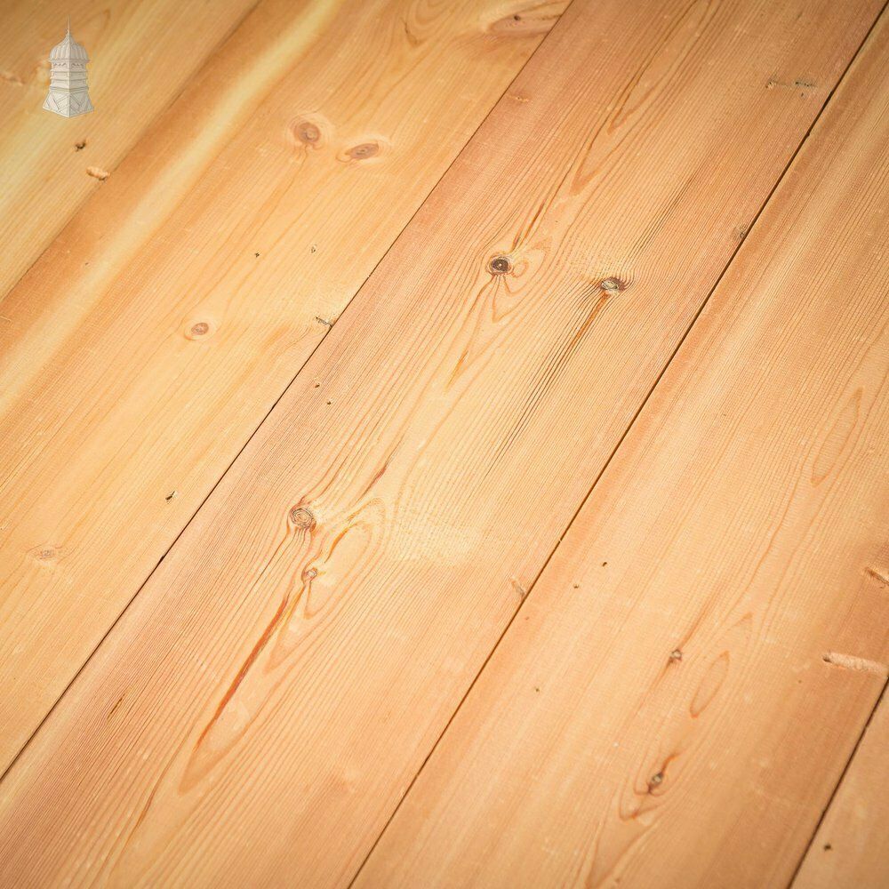 photo for sale Batch Of 56 Square Metres Of 8.5" Wide Pine Floorboards Cut From Salvaged Victorian Ceiling Joists Planned On Both Sides