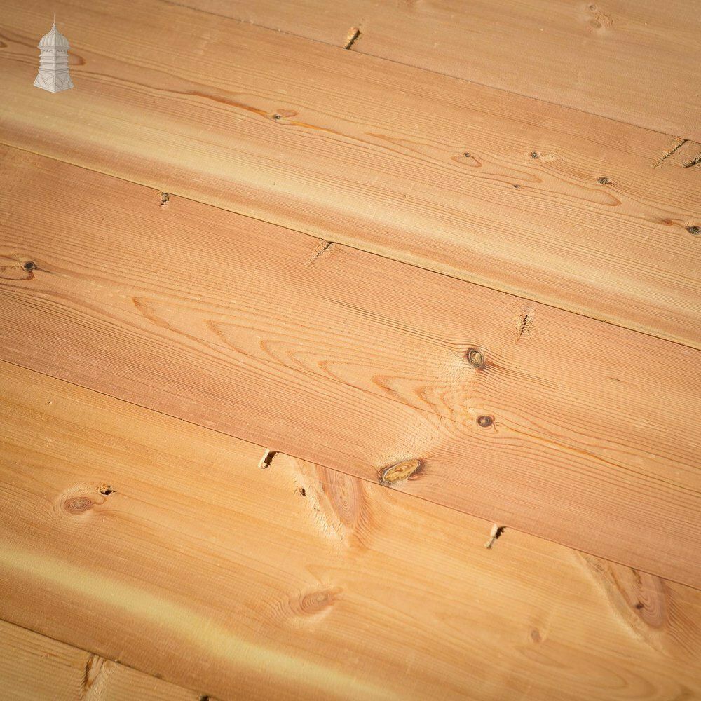 photo buy Batch Of 56 Square Metres Of 8.5" Wide Pine Floorboards Cut From Salvaged Victorian Ceiling Joists Planned On Both Sides