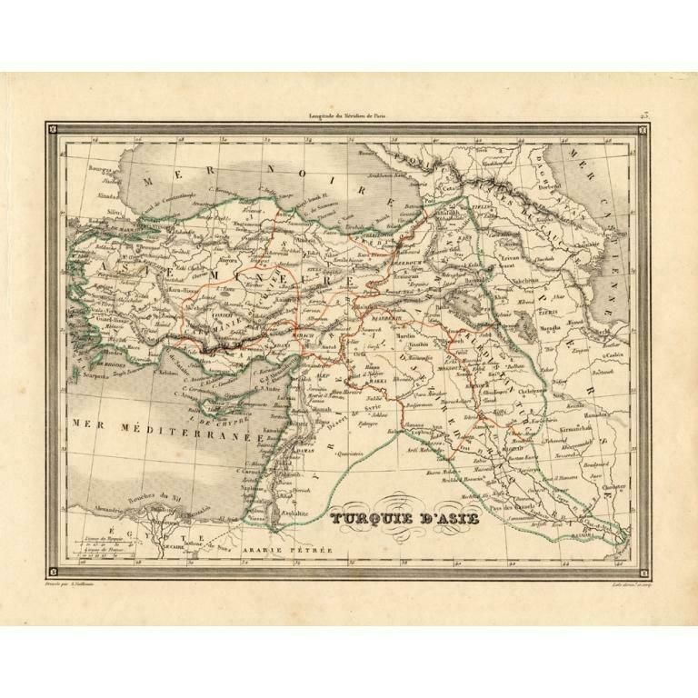 Antique Map Of Turkey In Asia 'Asia Minor' By Vuillemin, 1846