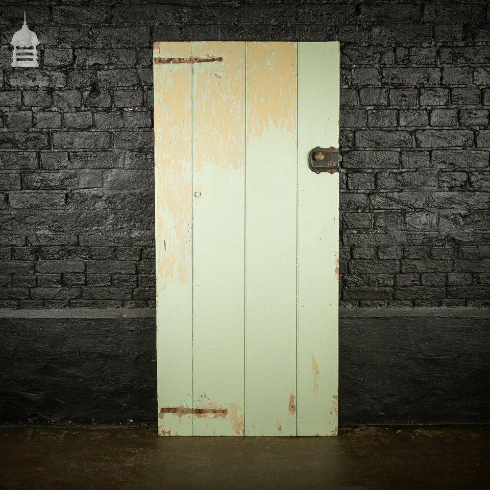 18th C Green Painted Pine Ledged And Braced Internal Cottage Door photo vinterior
