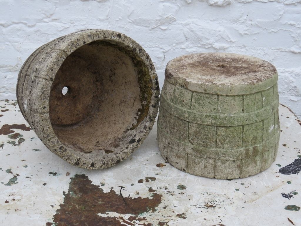 Pair Of Vintage English Weathered Stone Garden Planters photo 95.0