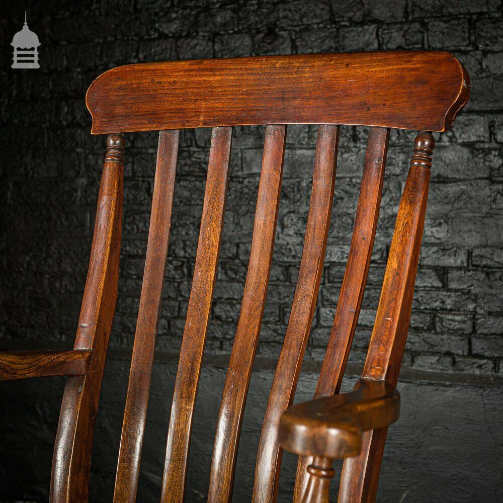 19th C Lath Back Windsor Armchair With H Stretcher And Turned Arm Supports photo vintage