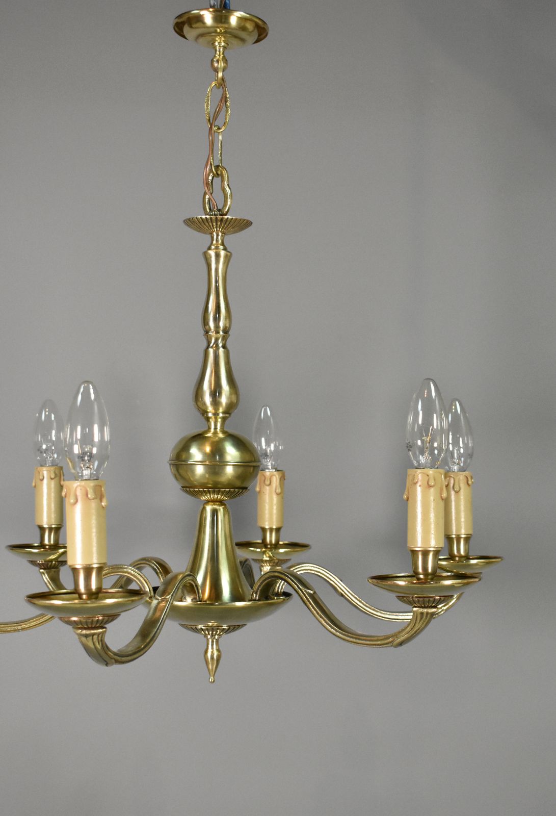 510.0 Antique French Six Light Bronze Chandelier Louis XVI Style photo