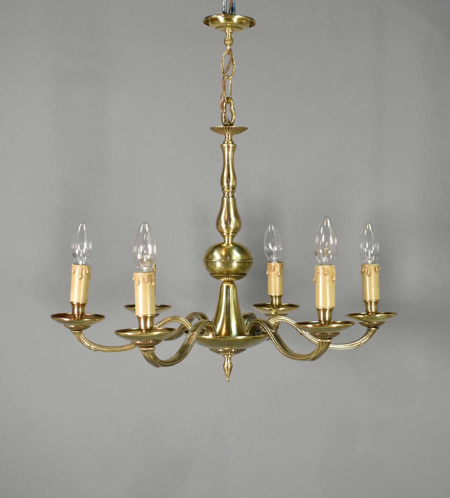 Antique French Six Light Bronze Chandelier Louis XVI Style