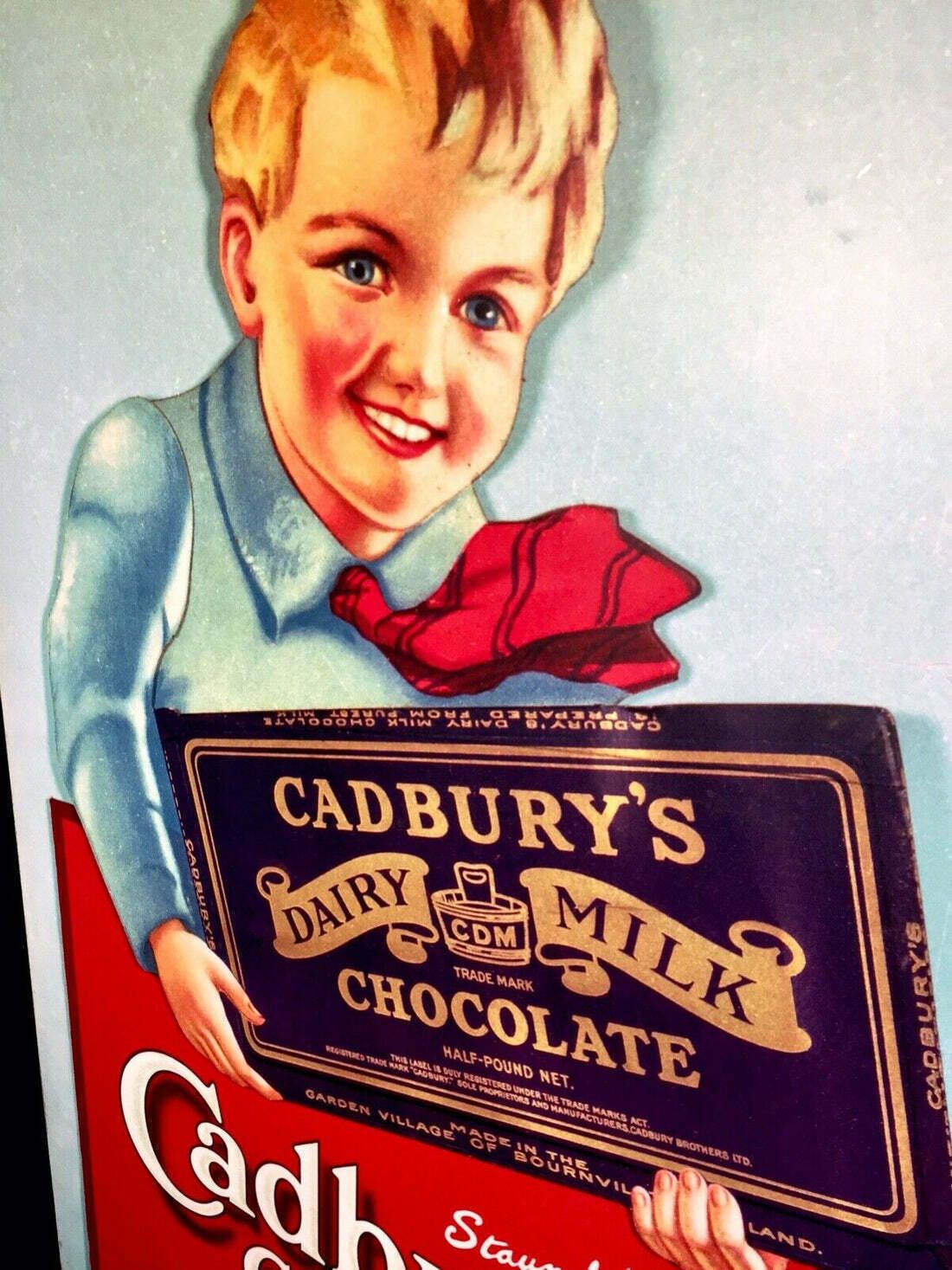 Antique Advertising   Large 70s Cadburys Poster Salvaged From Bournville Factory photo 339.0