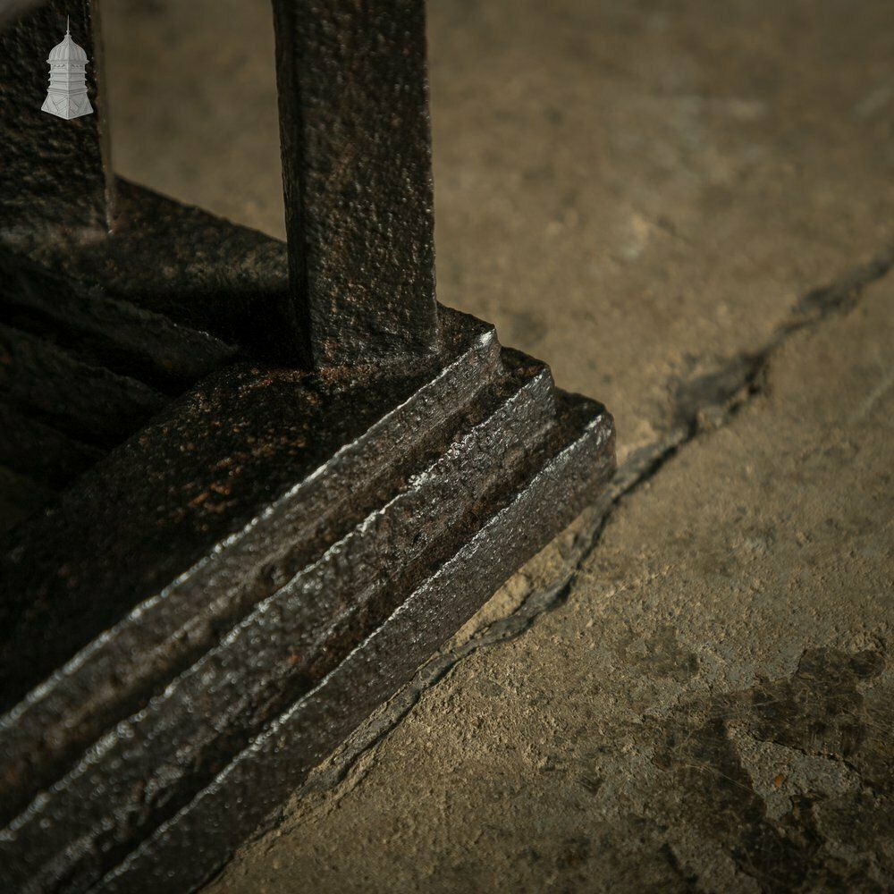 Fireplace Fender, Early 19th C Wrought Iron With Twist And Fleur De Lis photo vintage