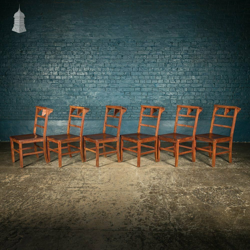 Set Of 6 Elm 19th C Synagogue Chairs [No. 9] photo for sale