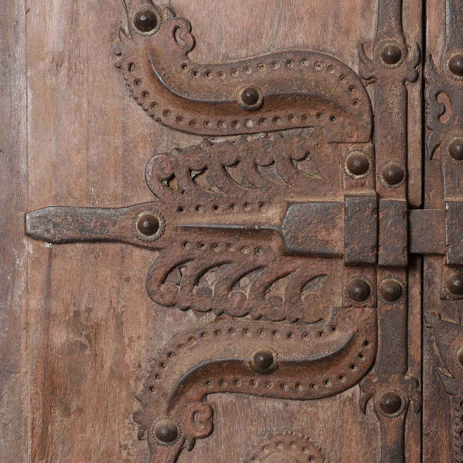 Old Kerala Door With Ornate Iron Lock 19thc photo for sale