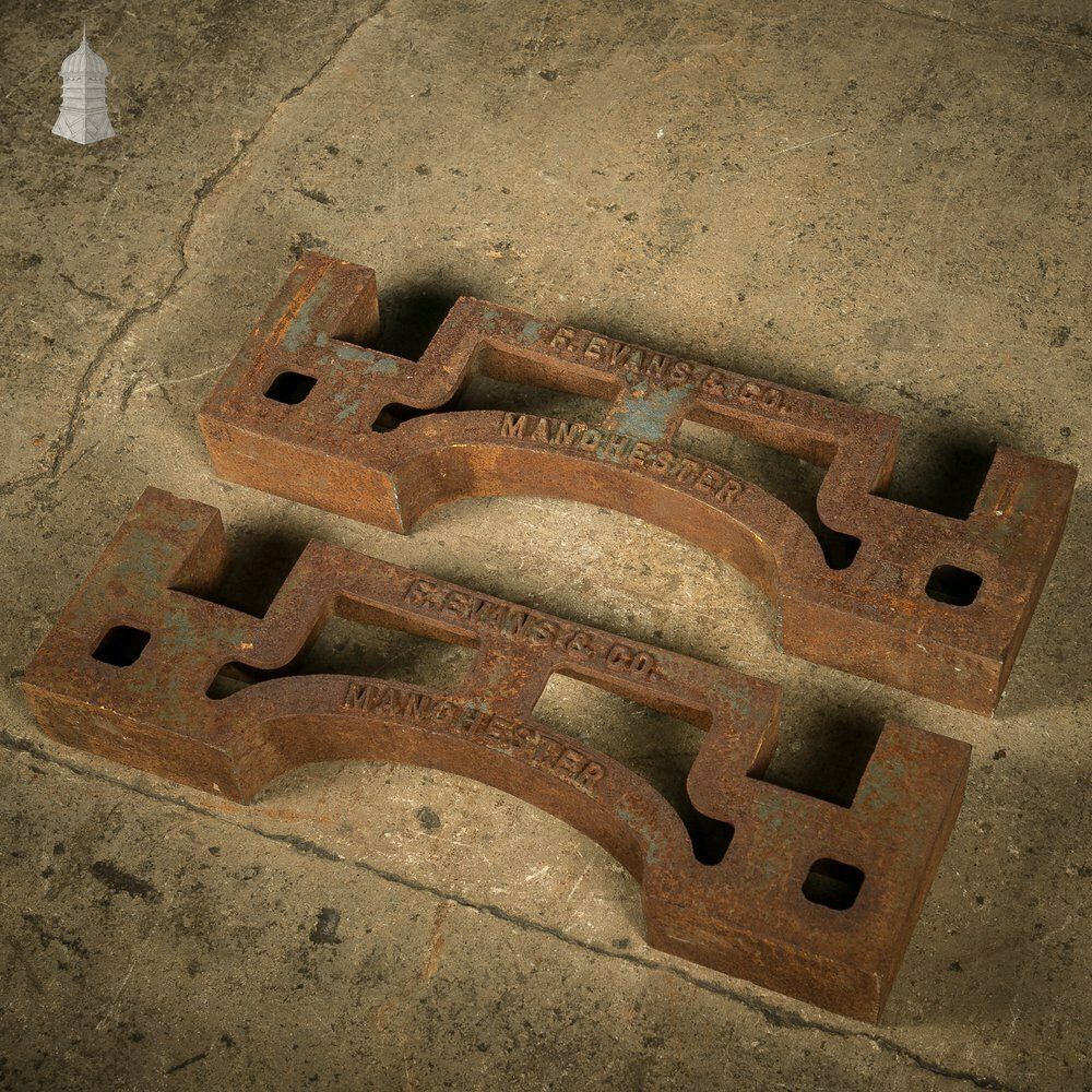 Pair Of Cast Iron Industrial Barrel Stands   F. Evans & Co. Manchester photo vinterior