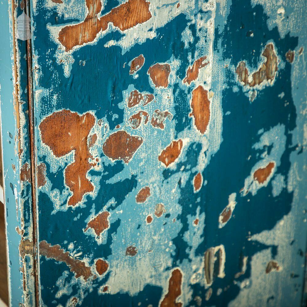 Furniture Industrial Pigeon Hole Shelf Unit With Distressed Blue Painted Finish photo
