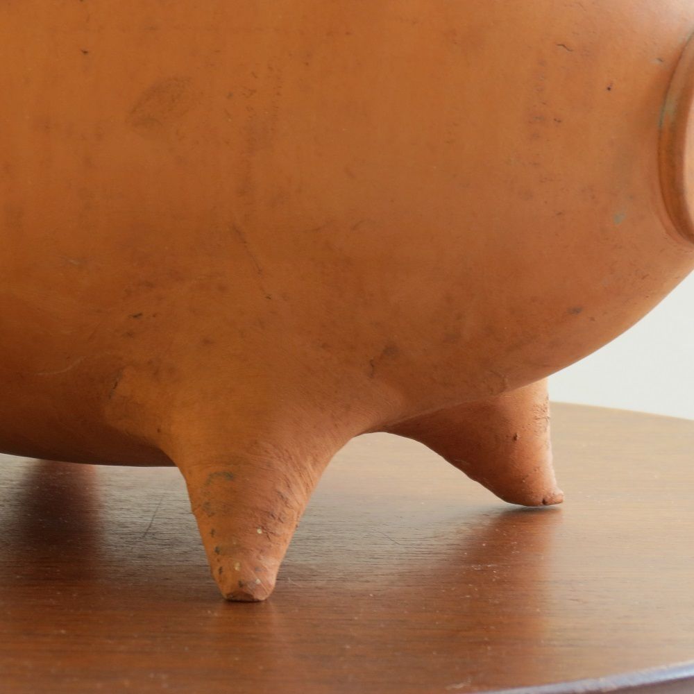 1970s Mid Century Very Large Terracotta Handmade Money Box Pig photo 155.0