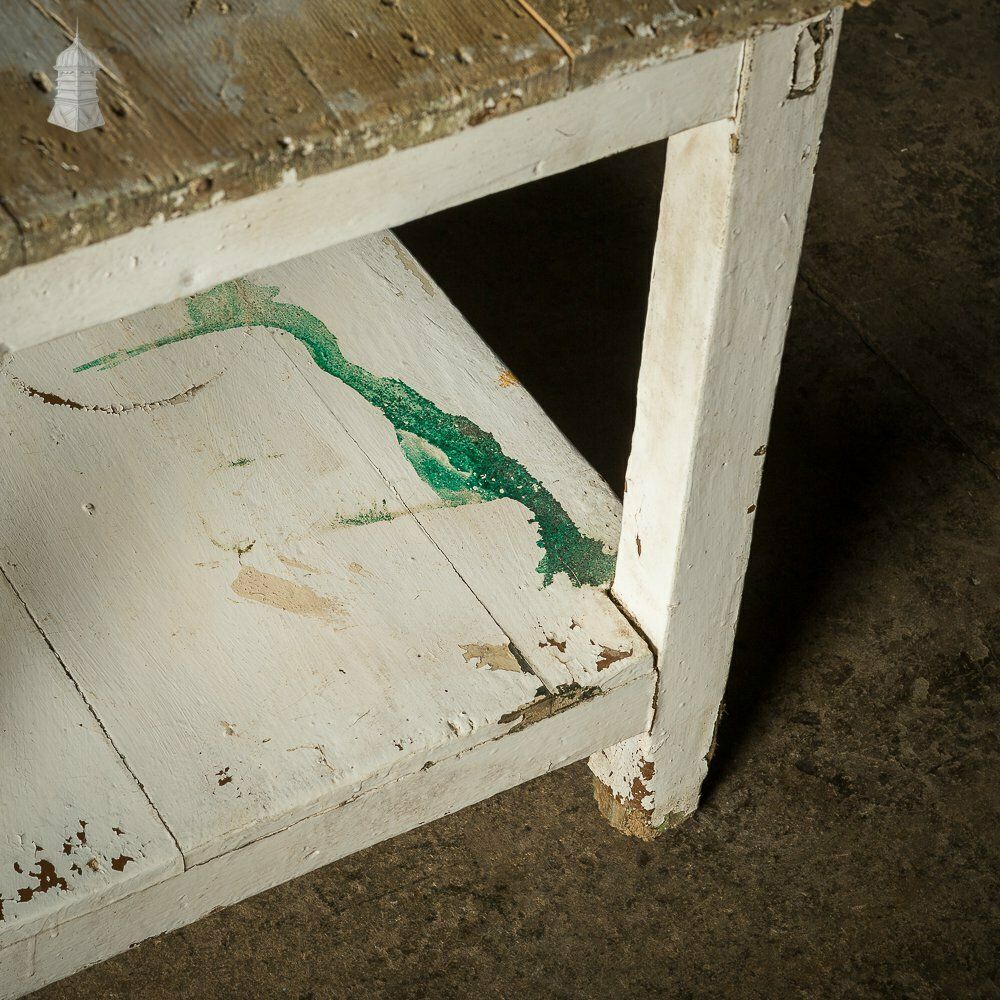 photo for sale Small Rustic 18th C Pine Table With Distressed White Paint Finish