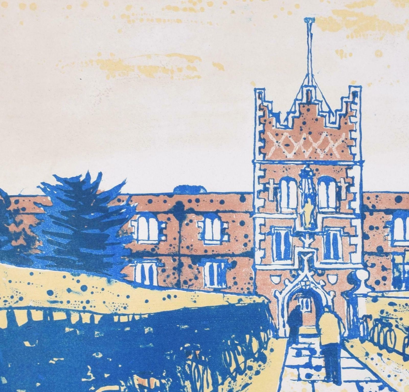 Jesus College, Cambridge Lithograph By Julian Trevelyan photo furniture