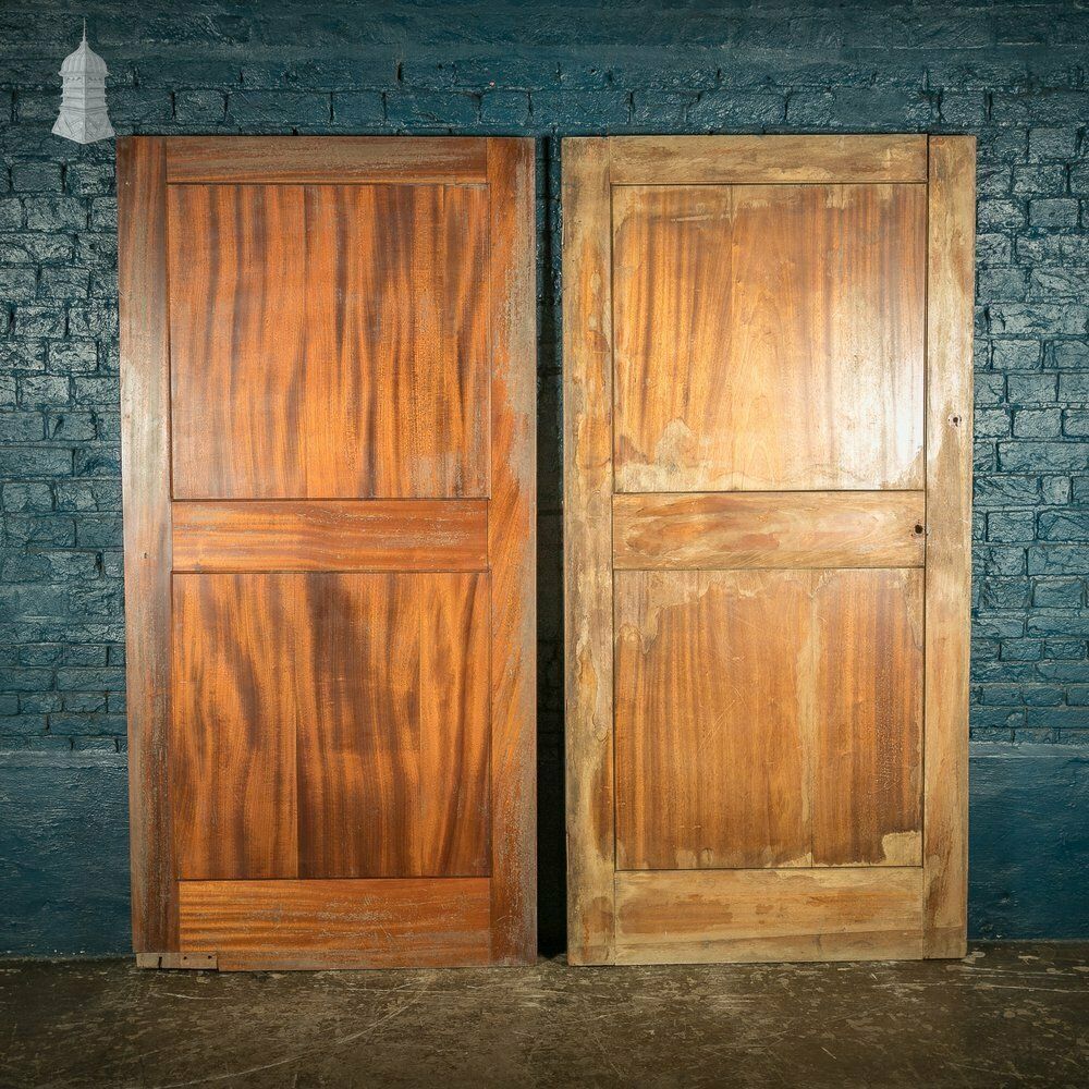 Paneled Mahogany Internal Doors, Set Of 2, Early 20th C