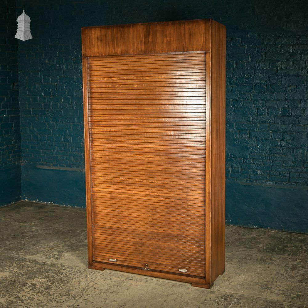 Tambour Front Cabinet, Mahogany And Oak Construction With Internal Pigeonhole Shelving From A Liner photo furniture