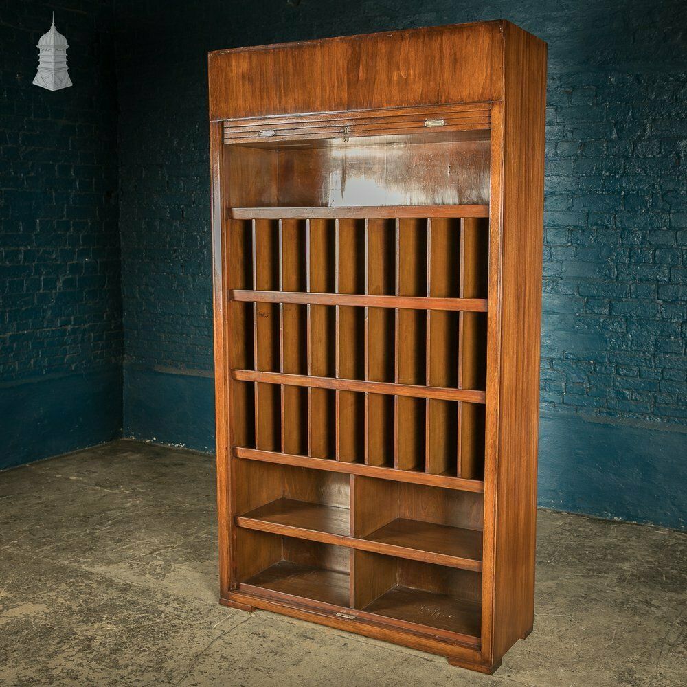 Tambour Front Cabinet, Mahogany And Oak Construction With Internal Pigeonhole Shelving From A Liner photo Furniture
