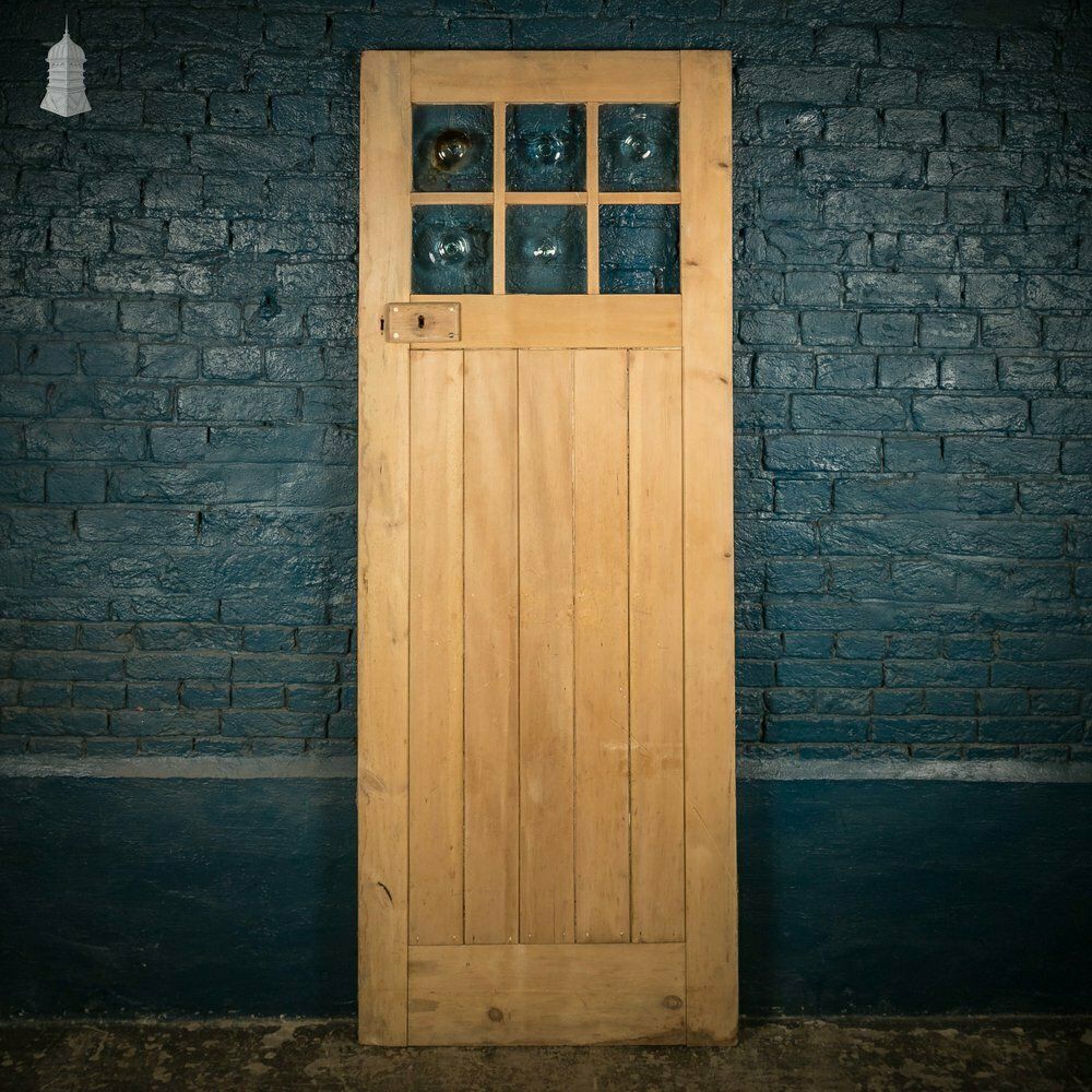 Glazed Pine Door, Edwardian, Bullseye Glass