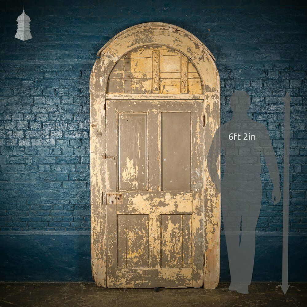 1320.0 Large Georgian Arch Top Door Frame And Door With Distressed Paint Finish photo