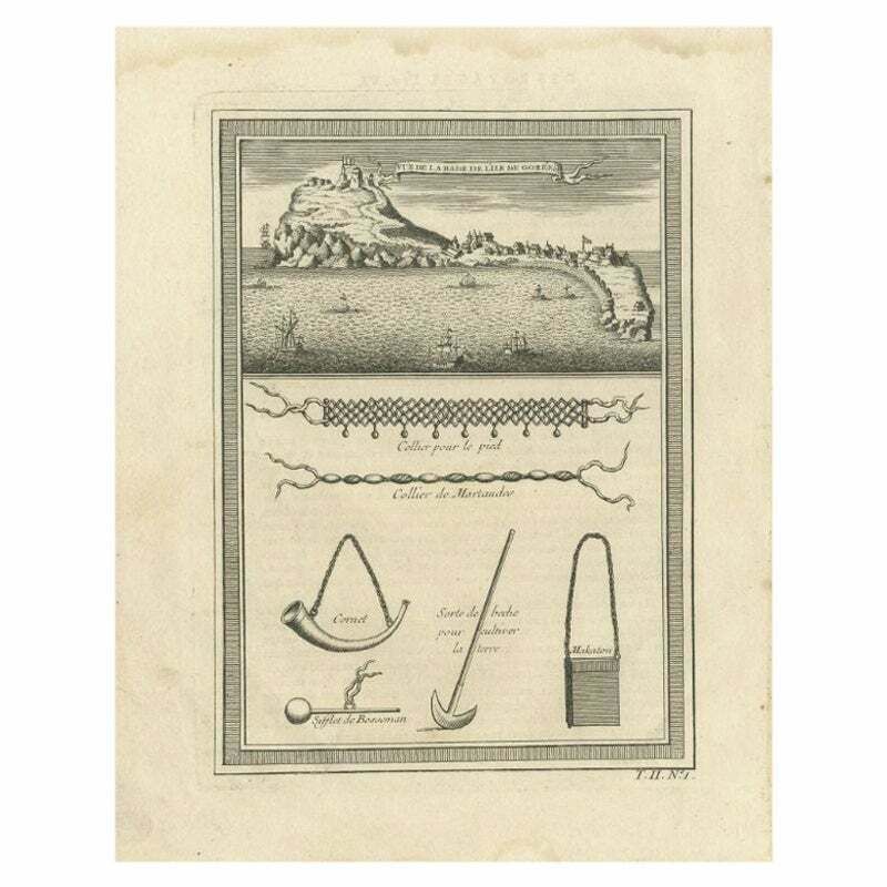 Antique Print Of The Island Of Gorée By Bellin, C.1748
