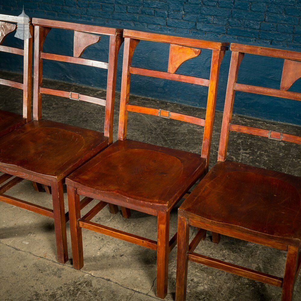 Set Of 6 19th C Elm Synagogue Chairs [No. 2] photo furniture