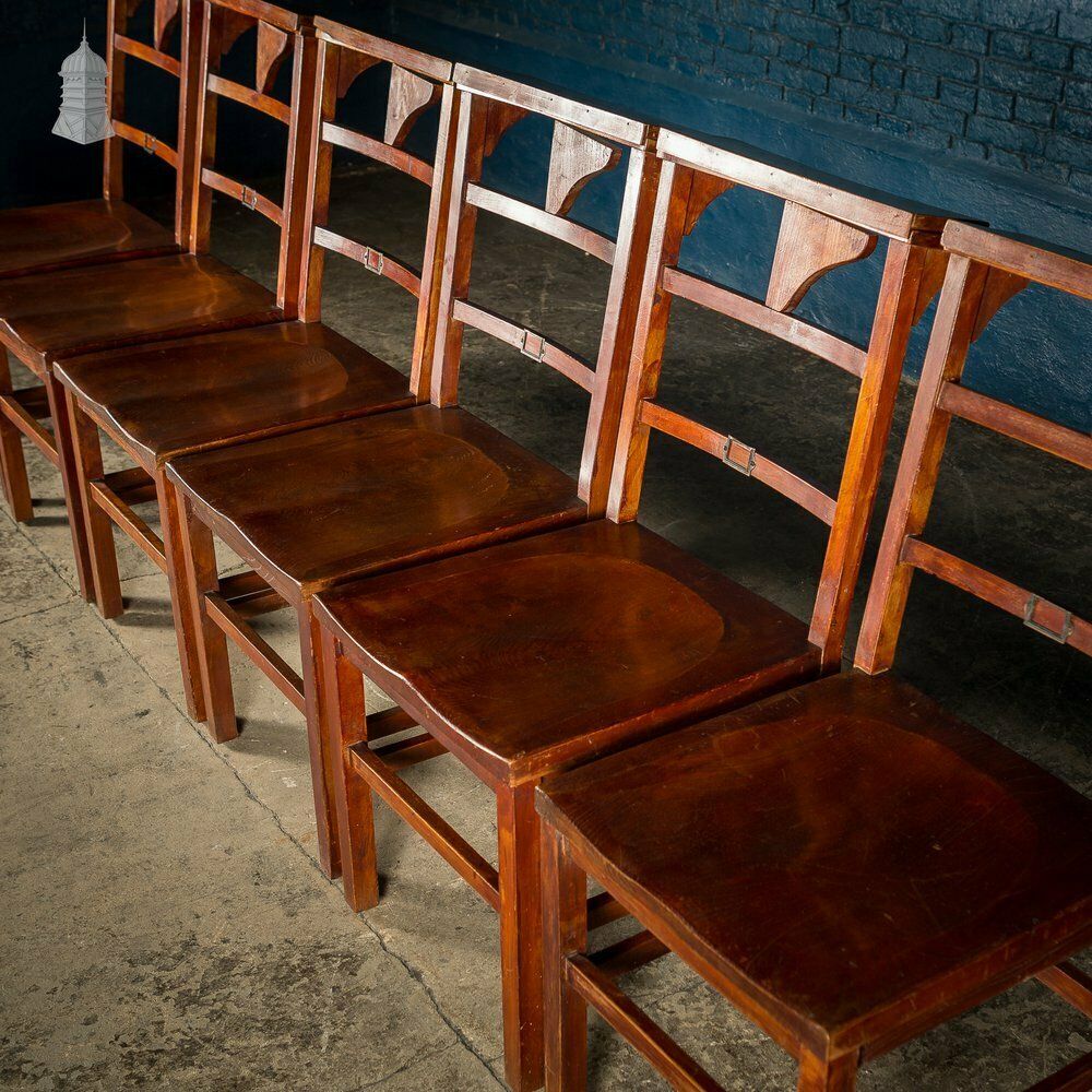 Set Of 6 19th C Elm Synagogue Chairs [No. 2] photo buy