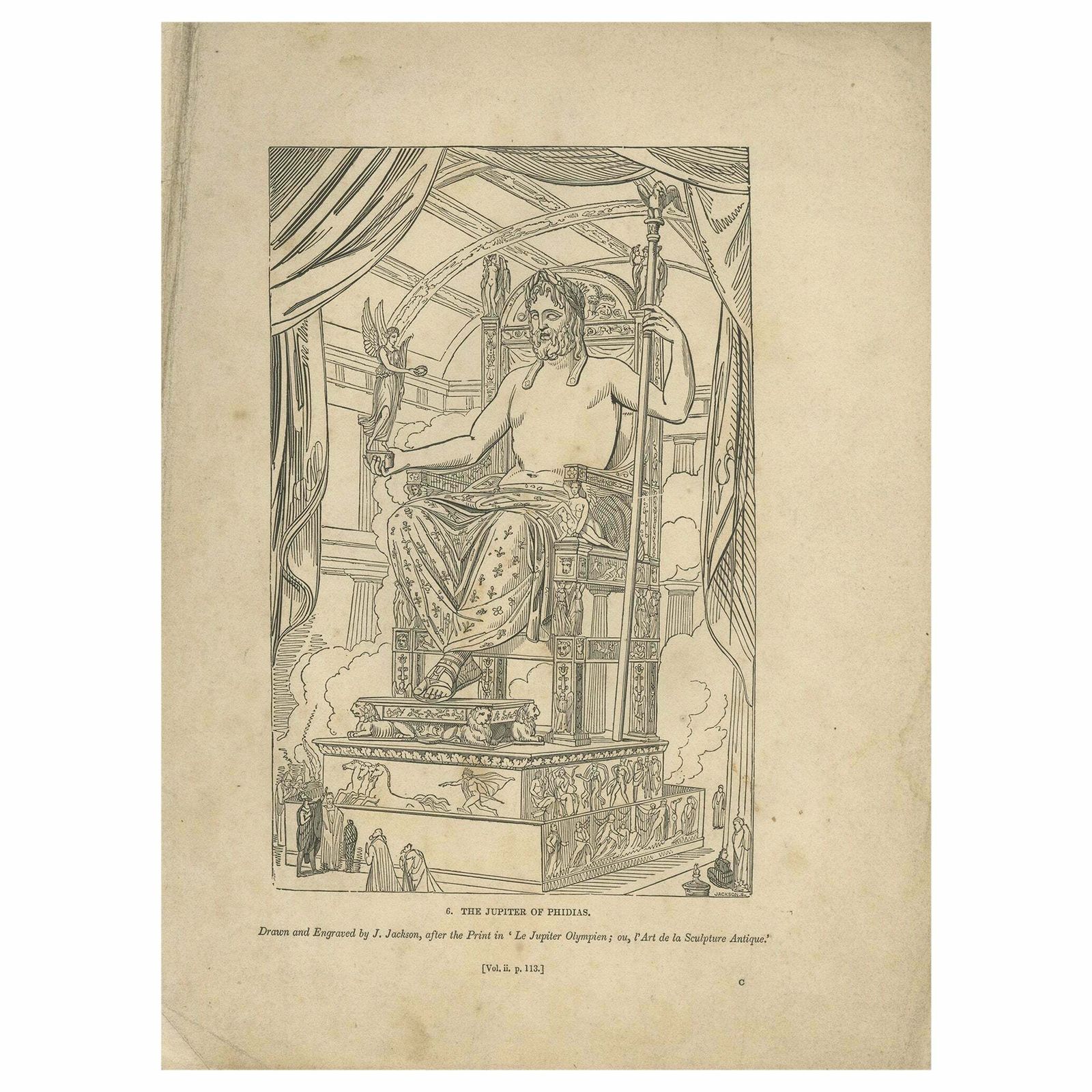 Antique Print Of Zeus At Olympia By Knight, 1835