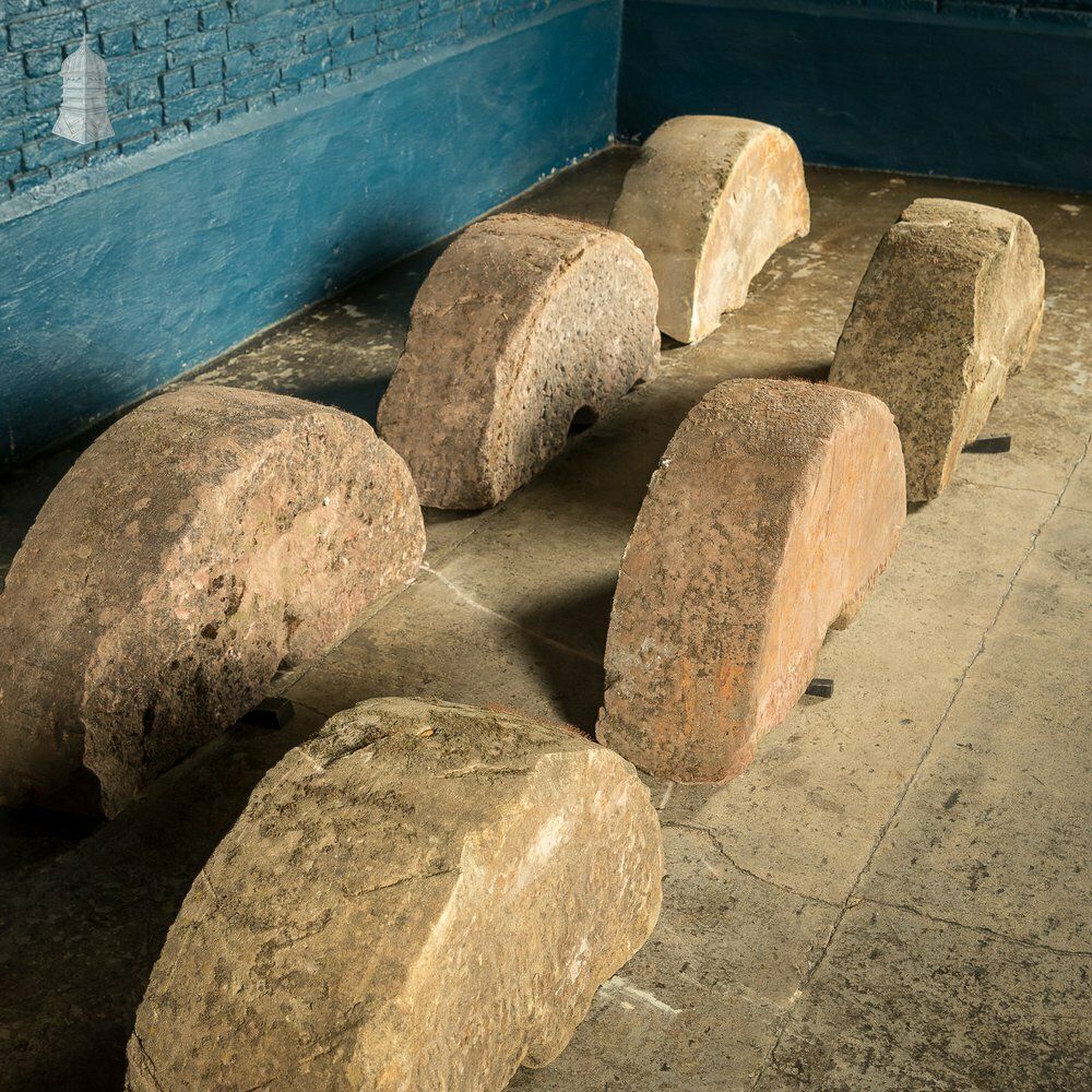Batch Of 8 Antique Half Round Sandstone Millstones photo Garden Decor