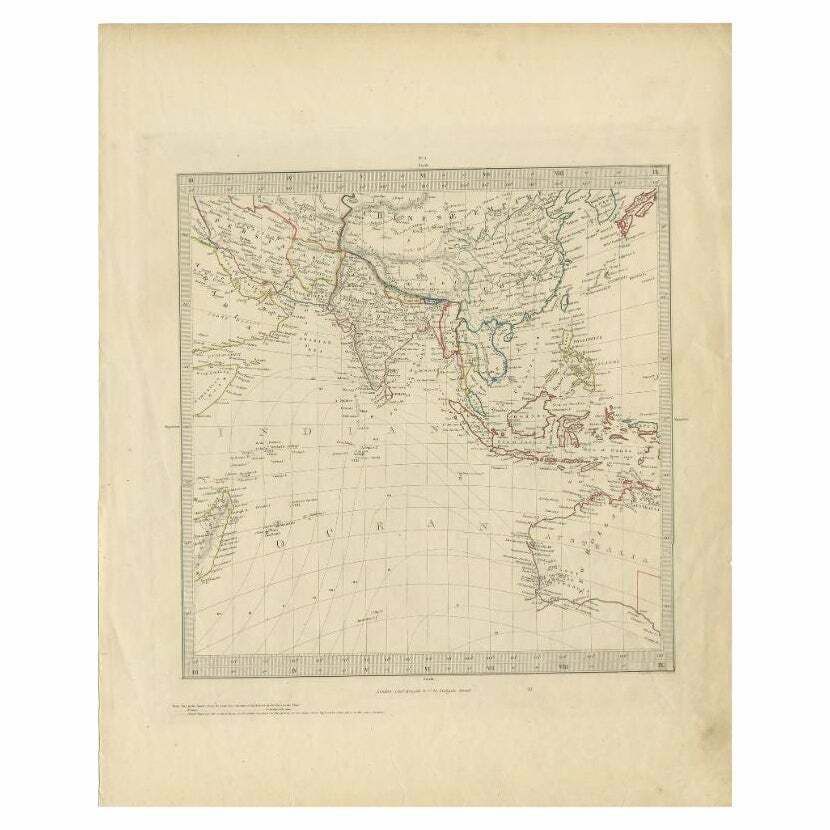 Antique Map Of Southeast Asia By Walker, C.1845