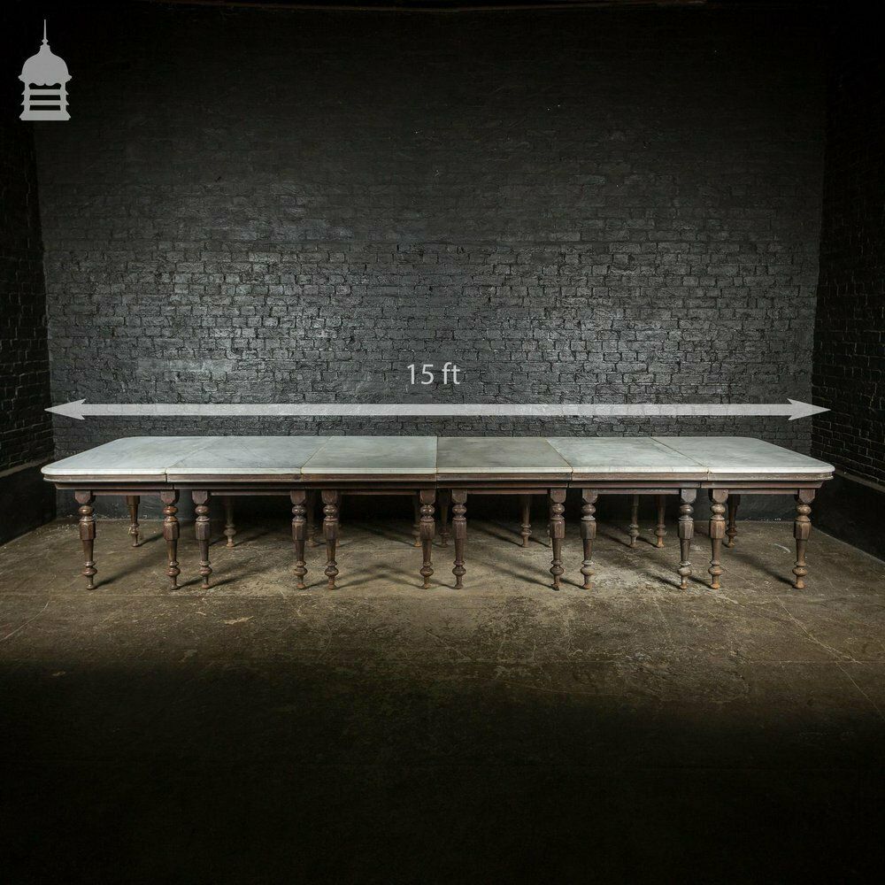 19th C Marble Topped Anglo Indian 7 Leaf Colonial Banqueting Table photo furniture