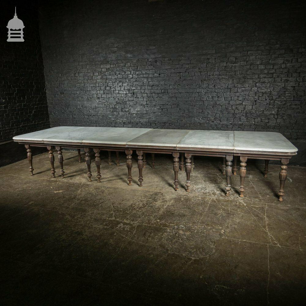 19th C Marble Topped Anglo Indian 7 Leaf Colonial Banqueting Table photo Furniture