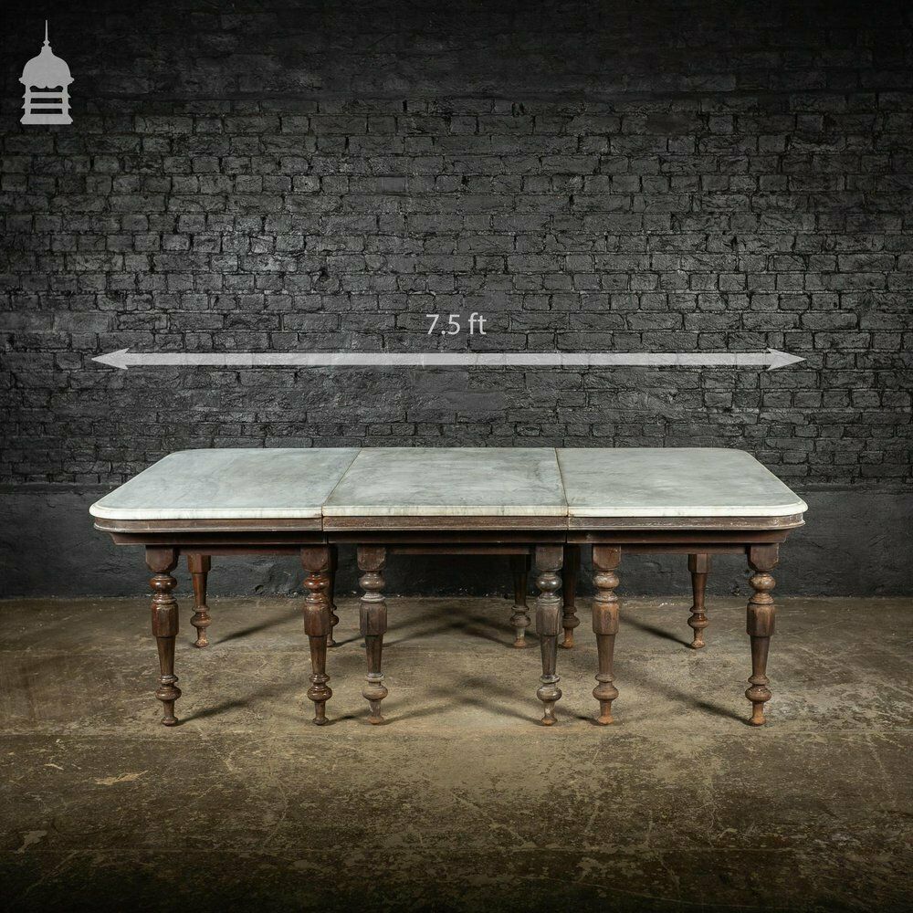 19th C Marble Topped Anglo Indian 7 Leaf Colonial Banqueting Table photo vinterior
