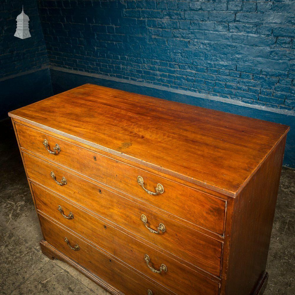 Very Wide Georgian Mahogany 4 Drawer Chest Brass Drop Handles photo 3240.0