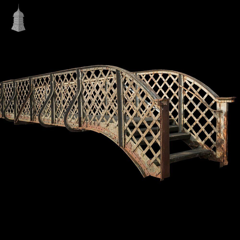 Large 38ft Long 19th C Wrought Iron Industrial Railway Footbridge photo Garden Decor