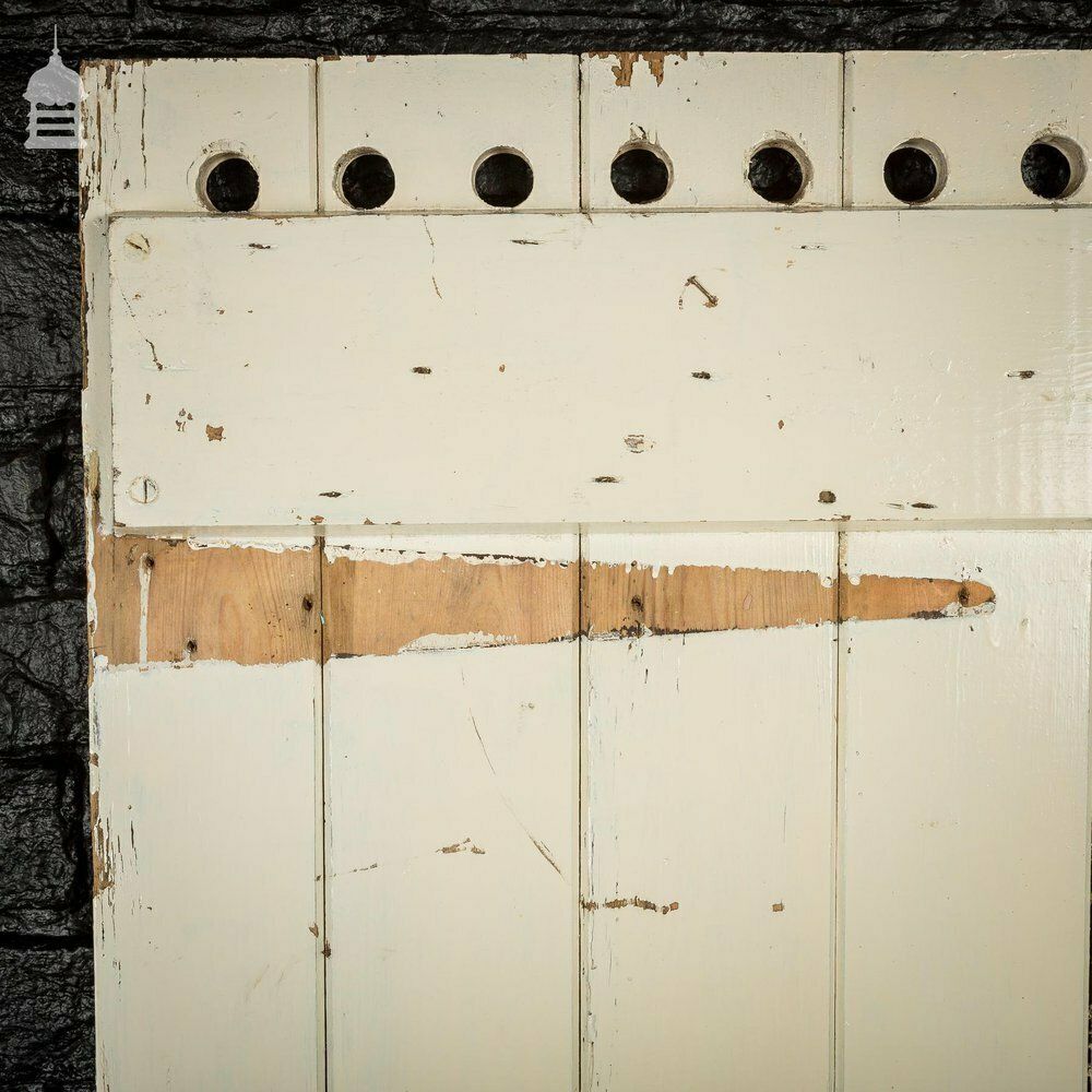 Narrow 19th C Ledged And Braced White Painted Pine Vented Cottage Pantry Door photo vinterior