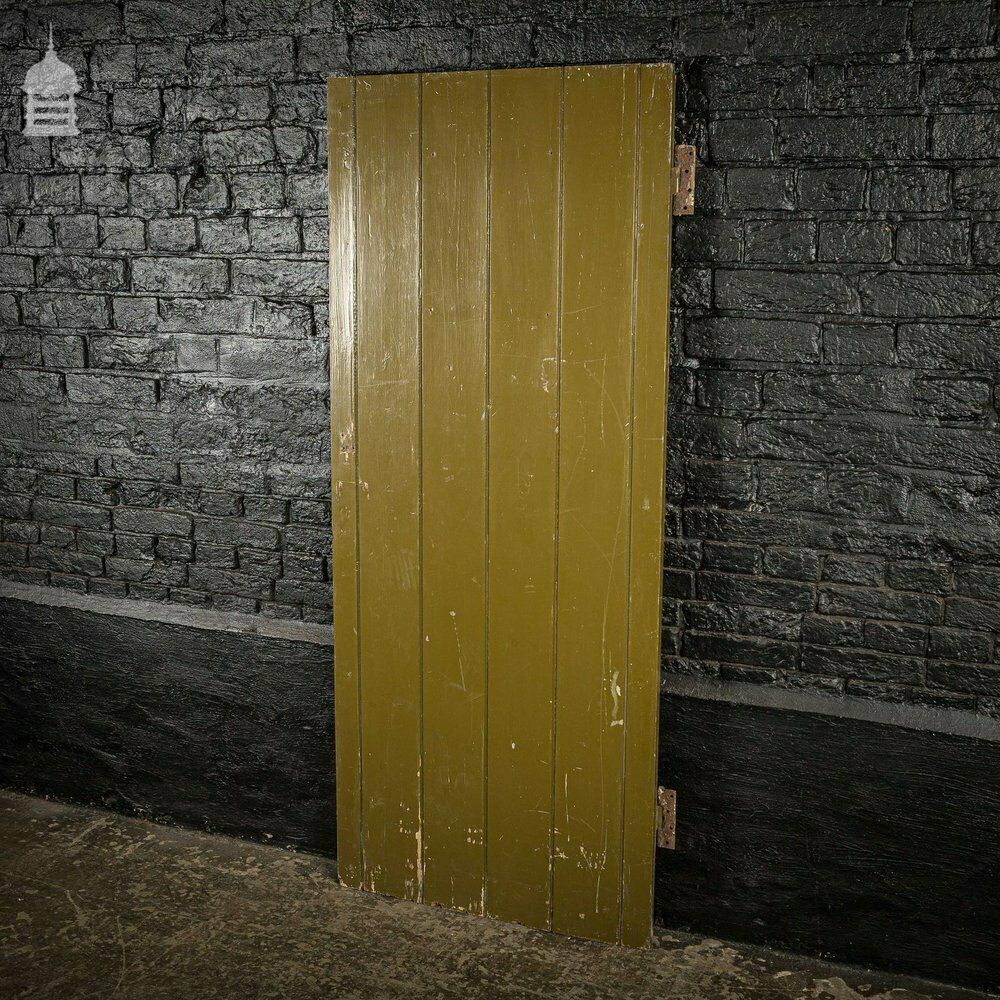 Early 20th C Ledged And Braced Brown Painted Cottage Door With T Hinge photo for sale