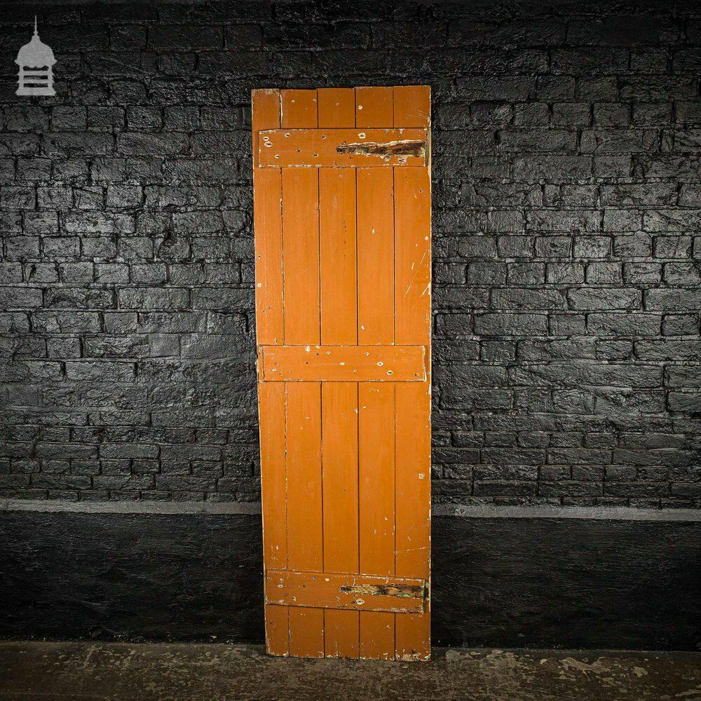 Narrow 19th C Ledged And Braced Painted Cottage Door photo vinterior