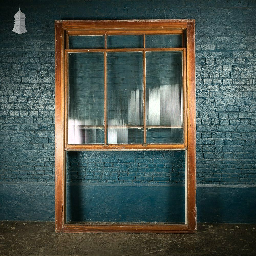 photo for sale Hardwood Sliding Sash Windows, 8ft High With Reeded Obscure Glazing