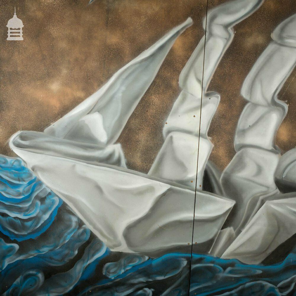 Origami Ship Graffiti Street Art By Airborne Mark, Large Scale 2 Panel Original Artwork photo vinterior