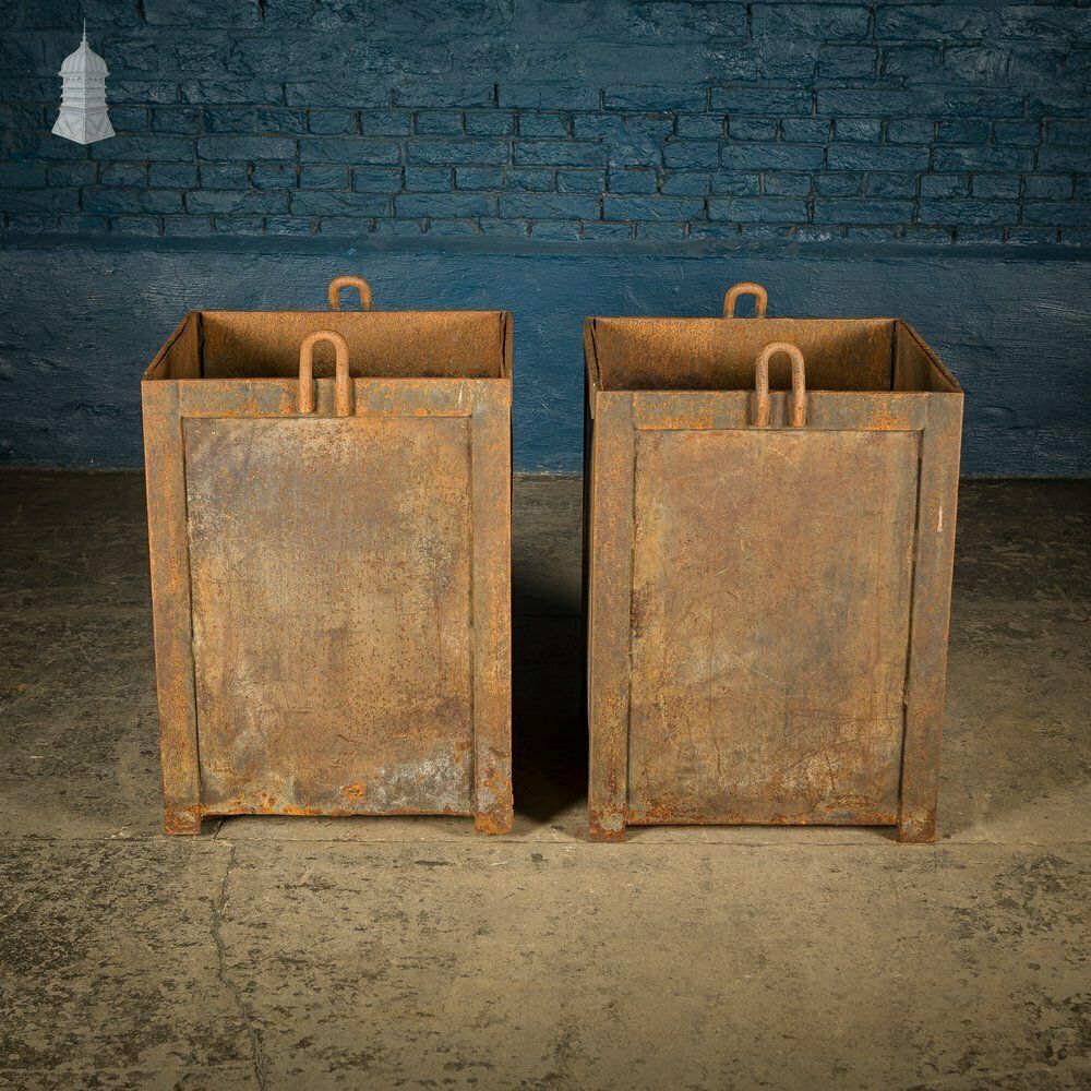Pair Of Heavy Duty Steel Industrial Workshop Bins photo for sale