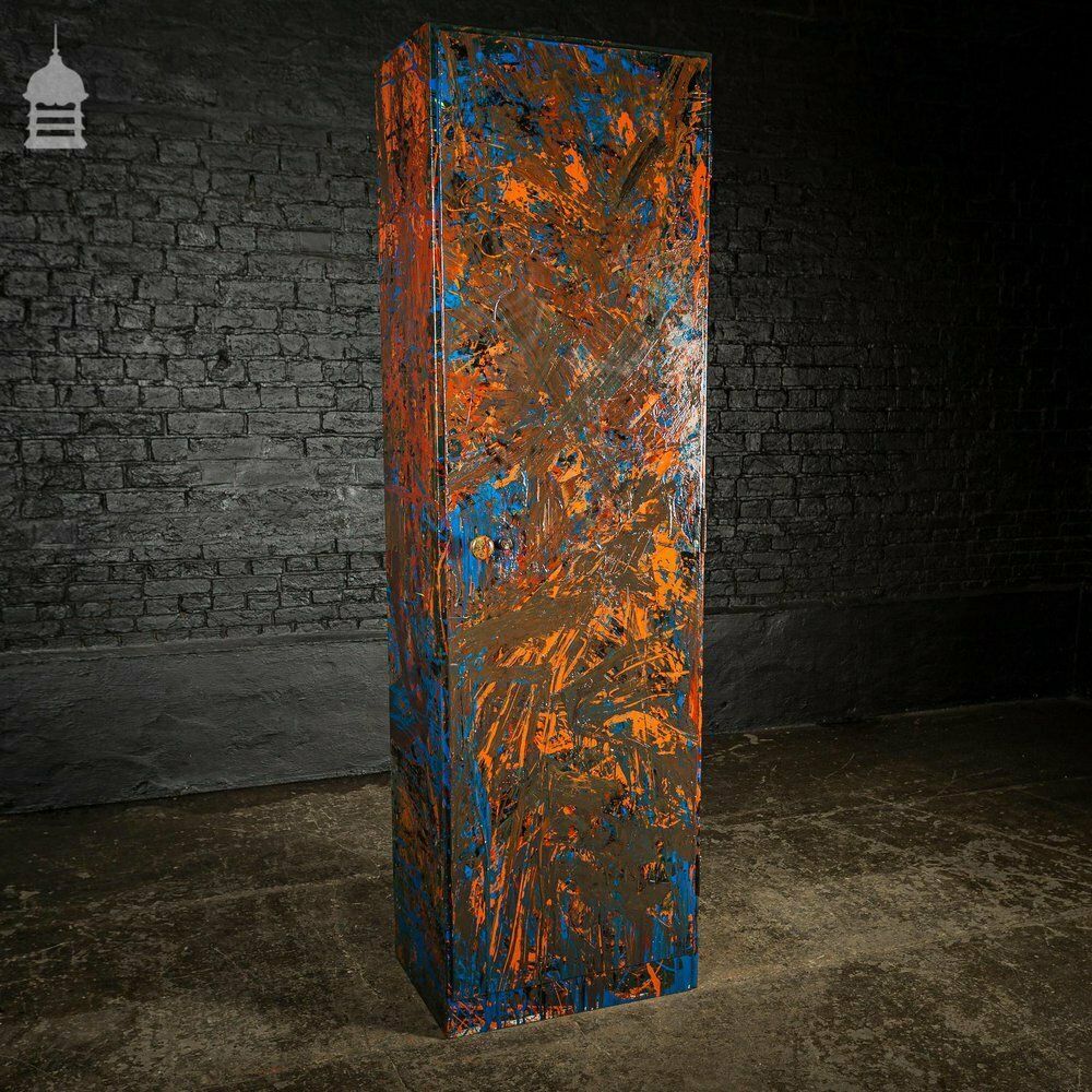 1940’s Metal Wwii Military Cabinet With Abstract Painted Finish No. 4