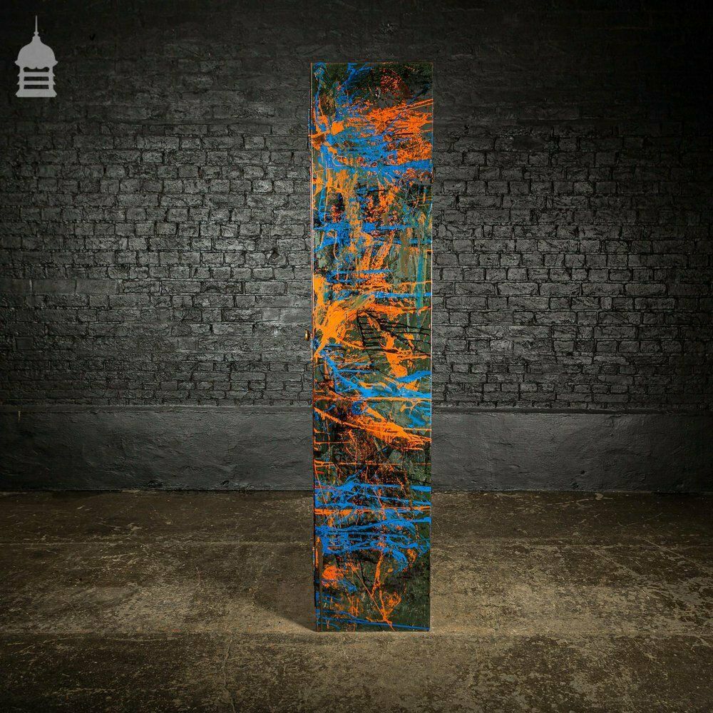 1940’s Metal Wwii Military Cabinet With Abstract Painted Finish No. 4 photo vinterior