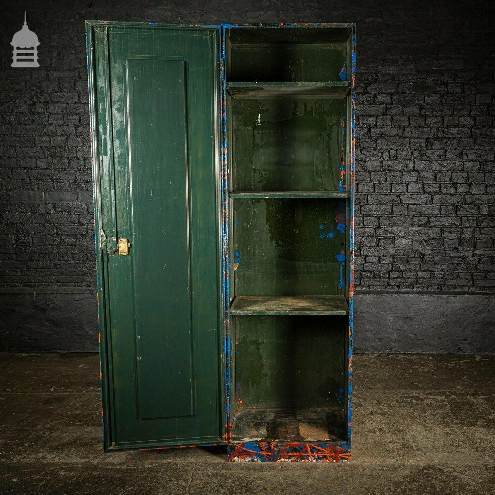 1940’s Metal Wwii Military Cabinet With Abstract Painted Finish No. 3 photo vinterior