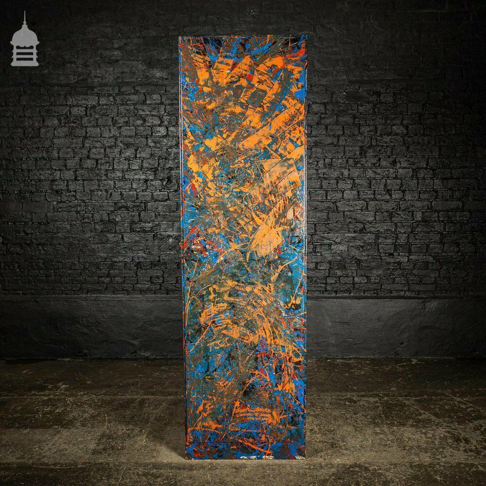 1940’s Metal Wwii Military Cabinet With Abstract Painted Finish No. 2 photo for sale